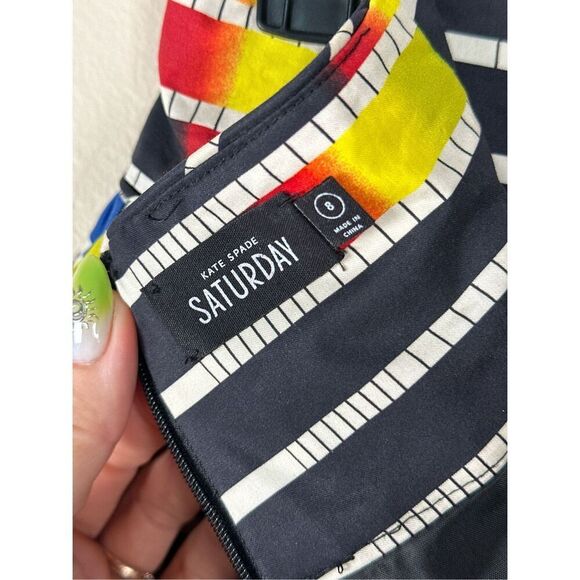 Kate Spade Saturday striped bubble skirt multi color funky fun bright sz 8 - Picture 5 of 8